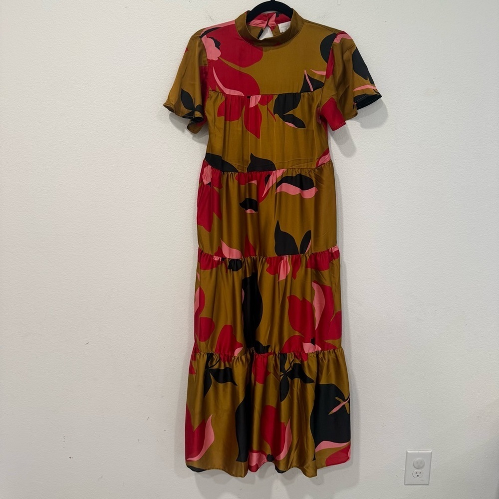 Corey Lynn Calter Anthropologie Gianna Mock Neck Tiered Maxi Dress XSP - Picture 3 of 9